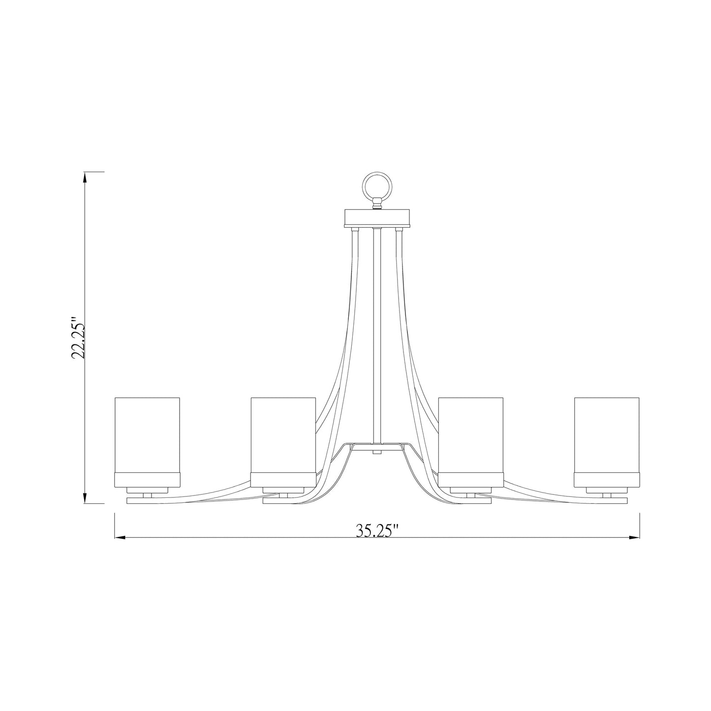 Willow Chandelier - line drawing.