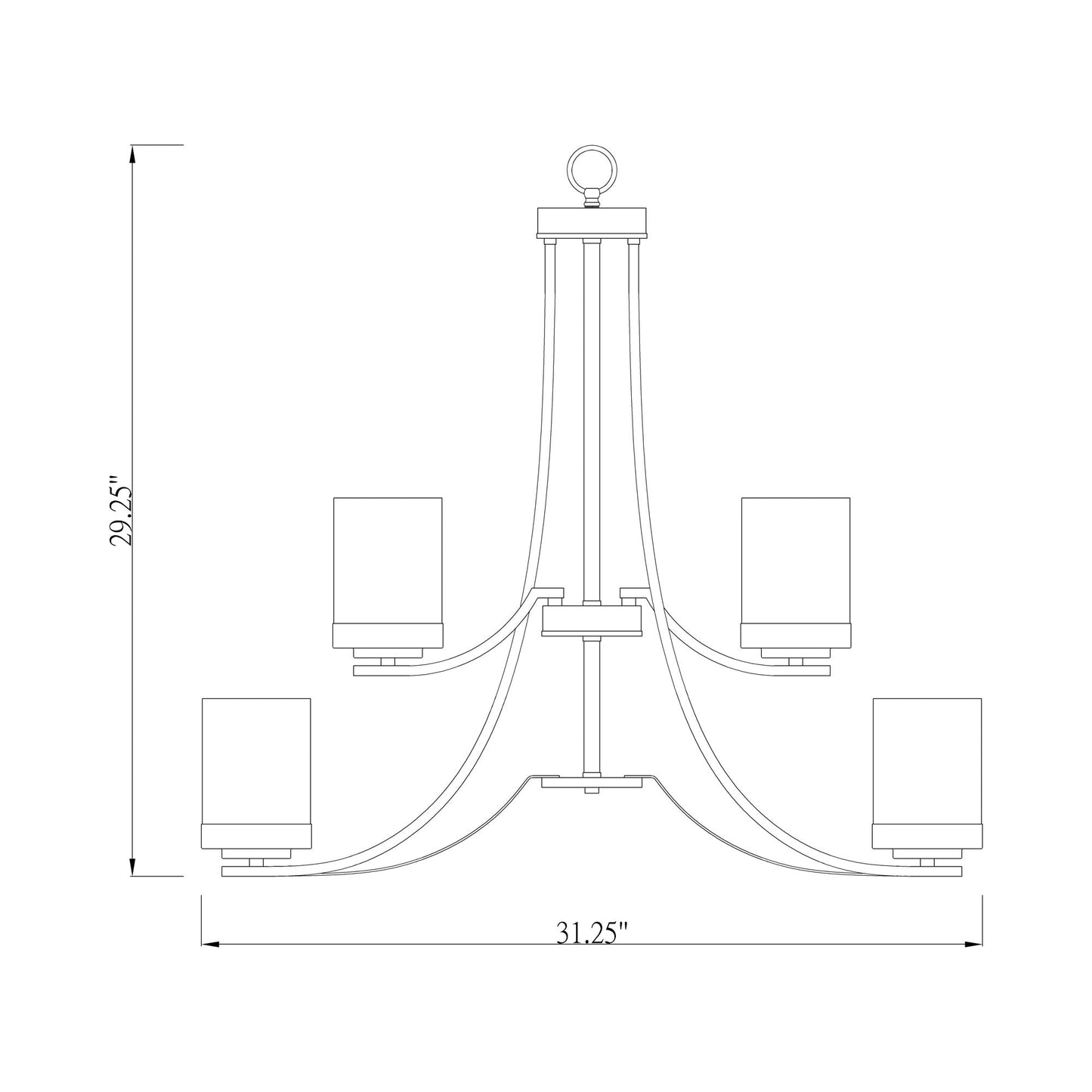 Willow Chandelier - line drawing.