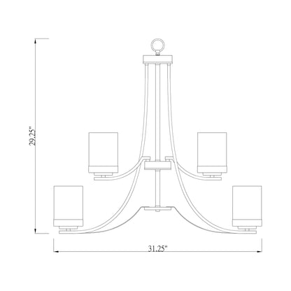 Willow Chandelier - line drawing.