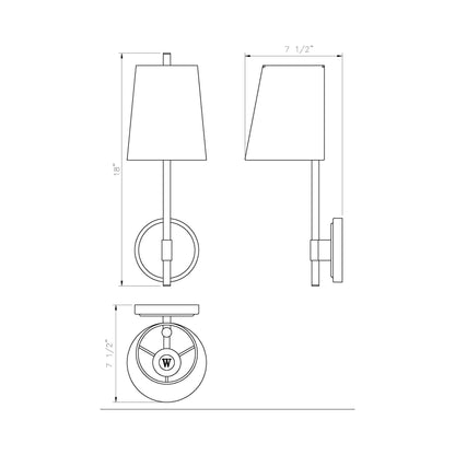 Winward Wall Light - line drawing.