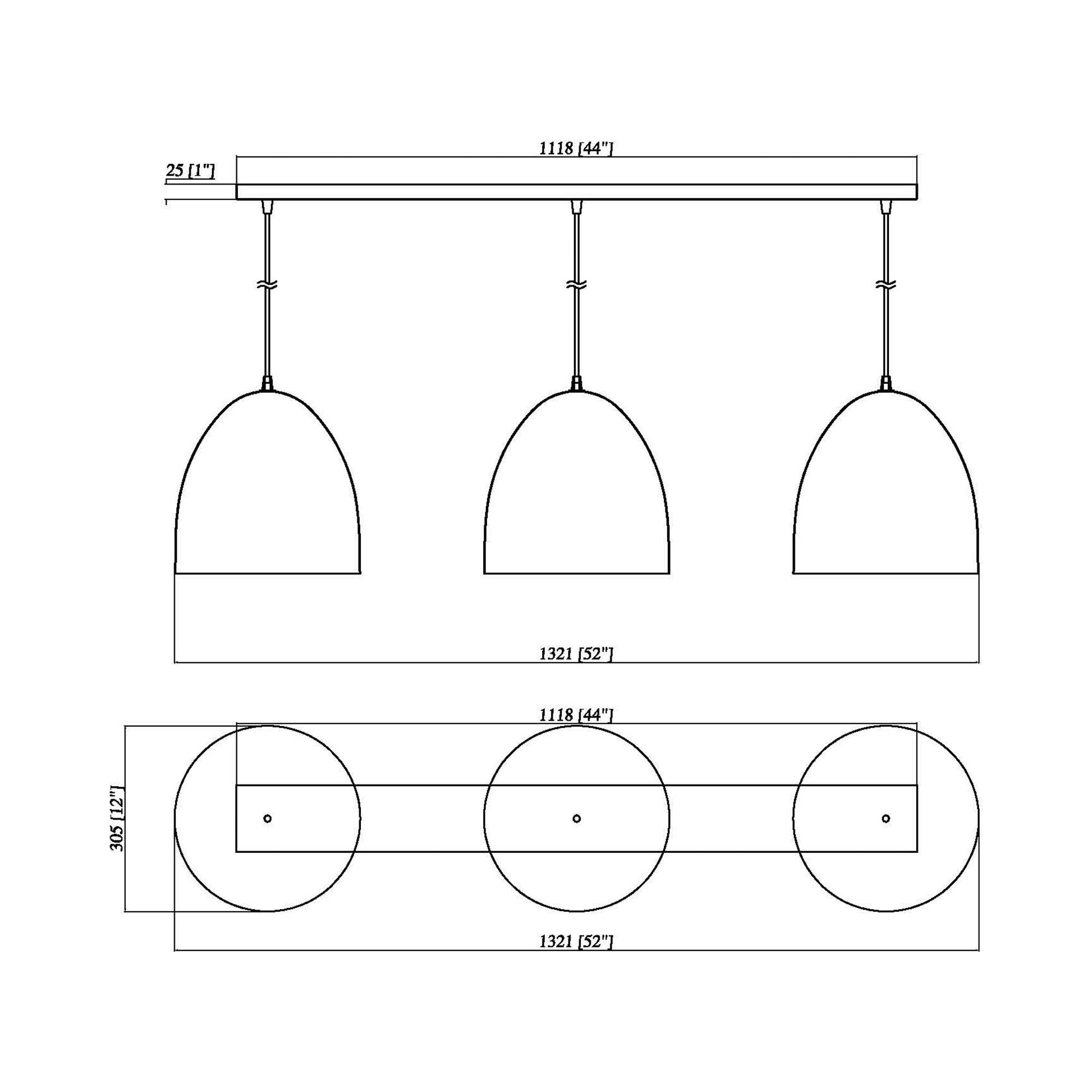 Z-Studio Linear Pendant Light - line drawing.