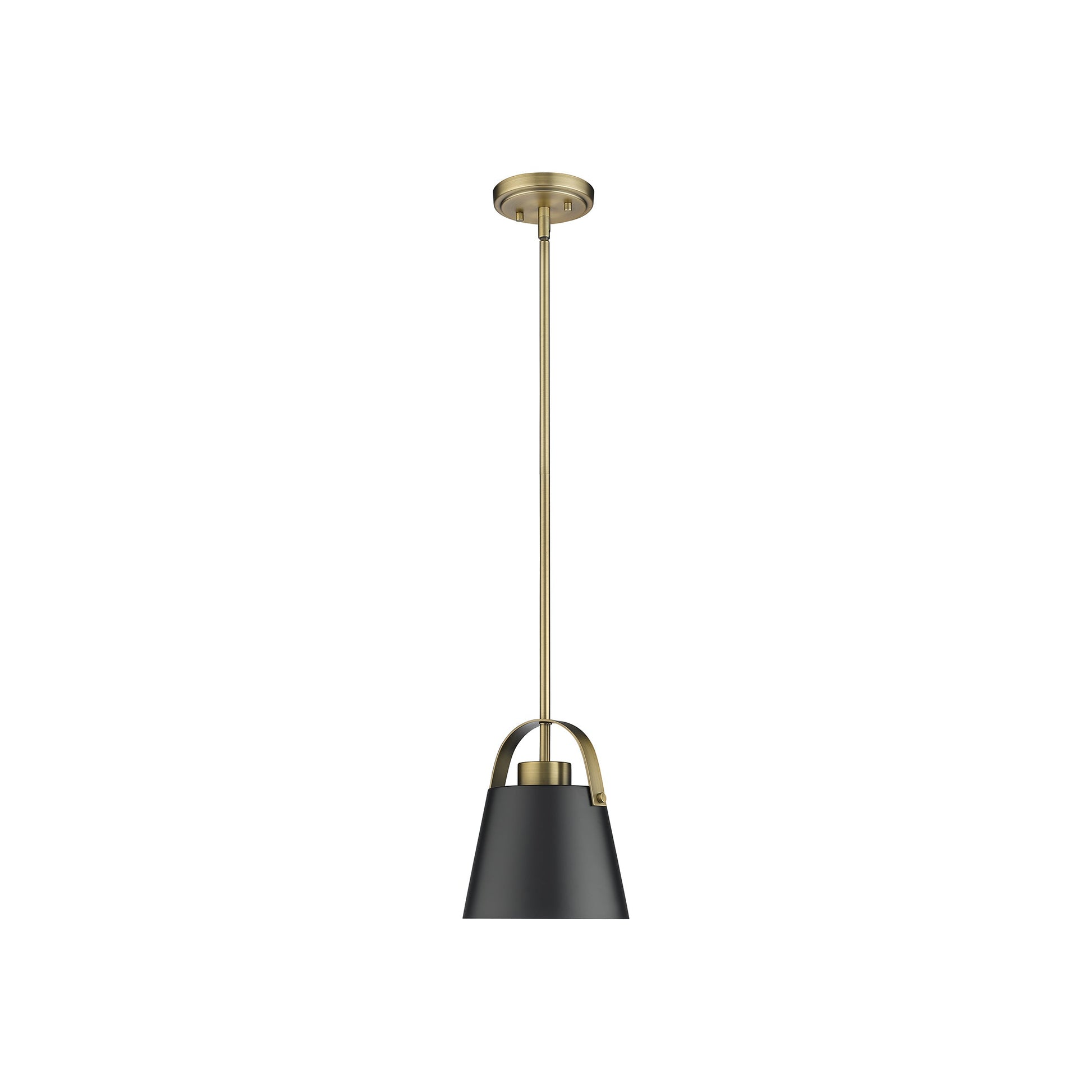 Z-Studio Pendant Light in Heritage Brass/Matte Black (8-Inch).