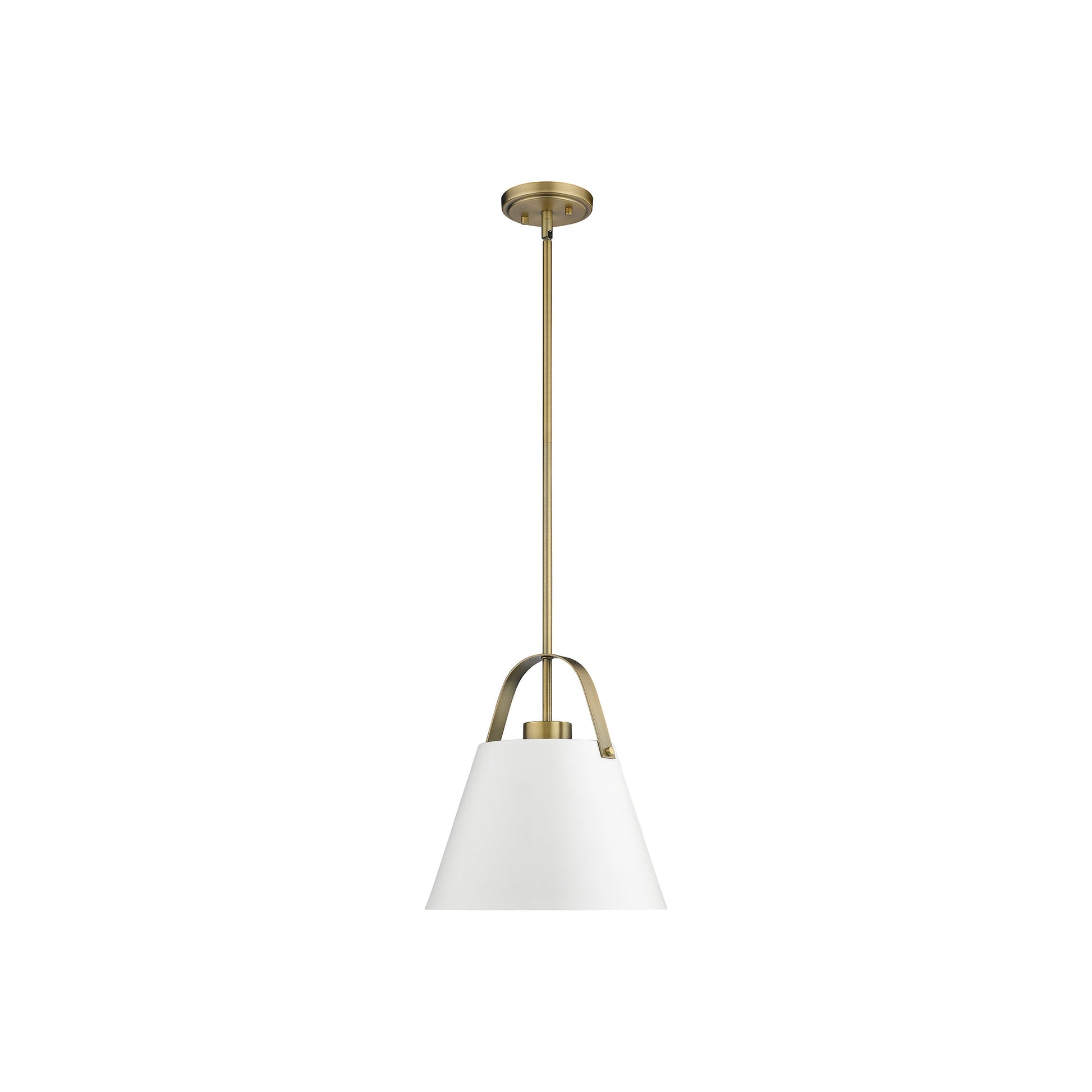 Z-Studio Pendant Light in Heritage Brass/Matte White (12.5-Inch).