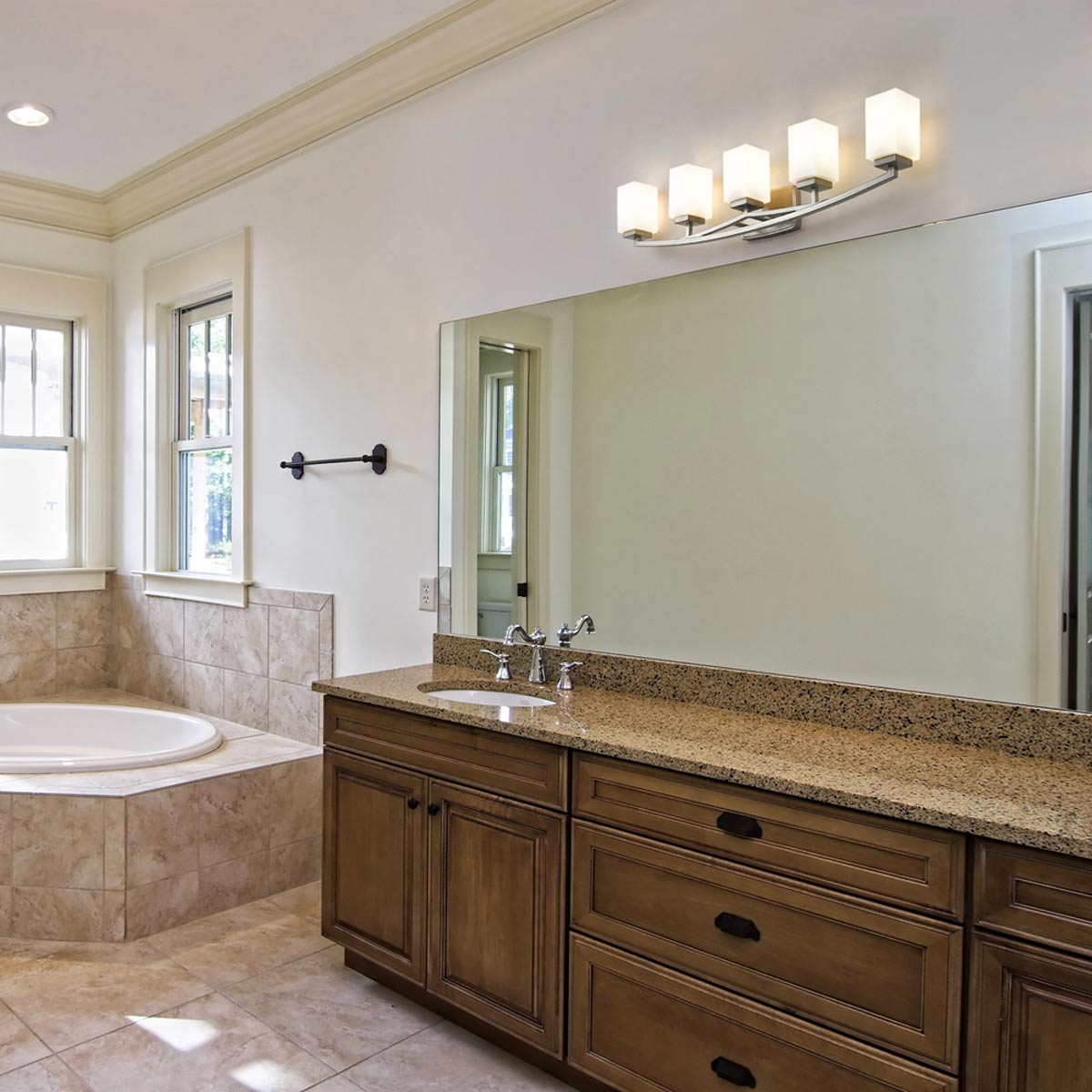 Zaid Bath Vanity Light in bathroom.