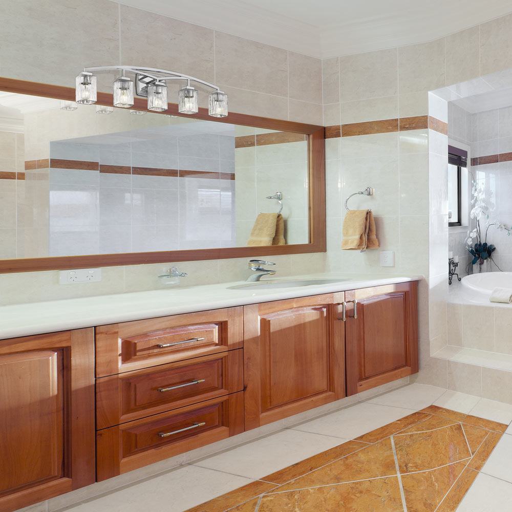 Zaid Bath Vanity Light in bathroom.