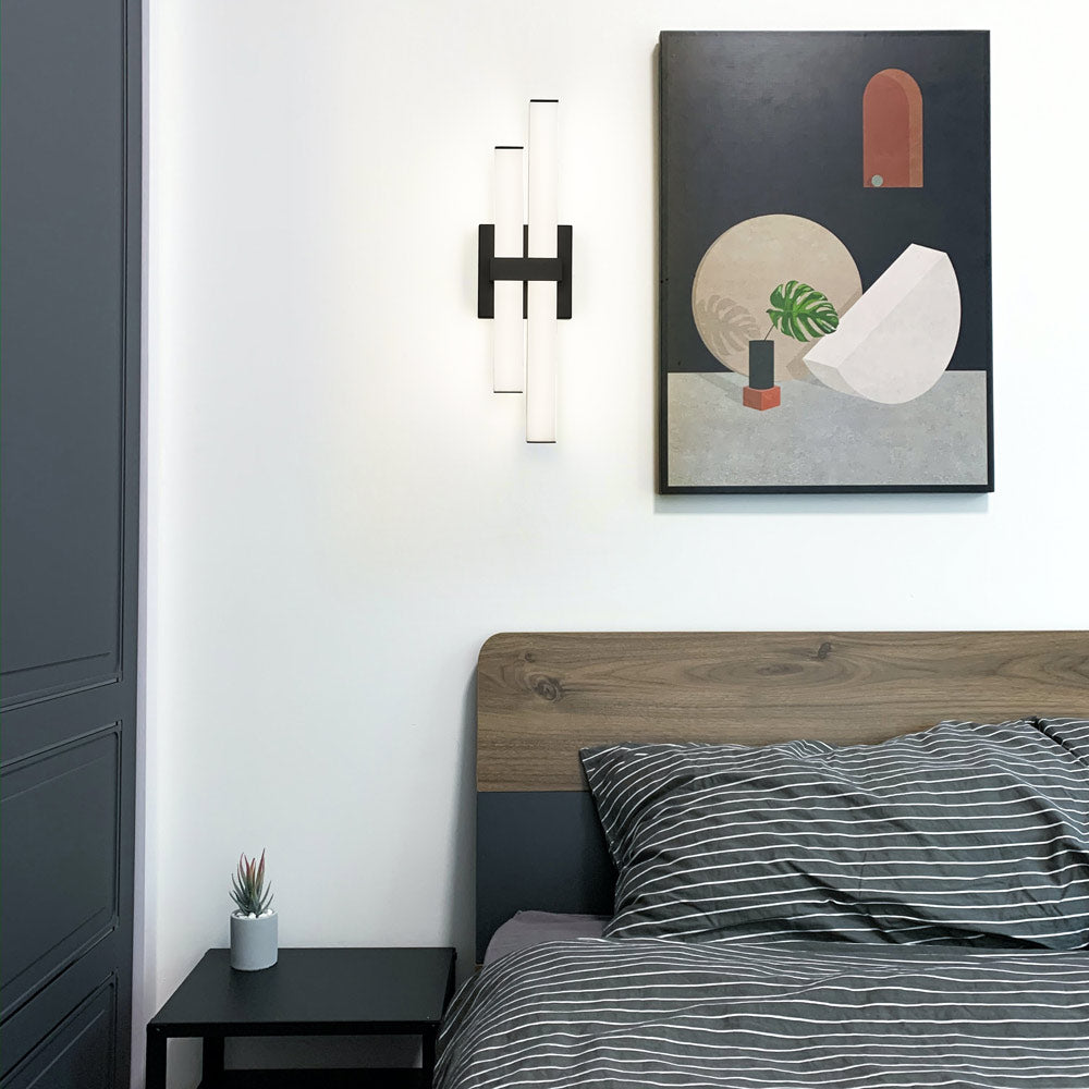 Zane LED Bath Vanity Light in bedroom.