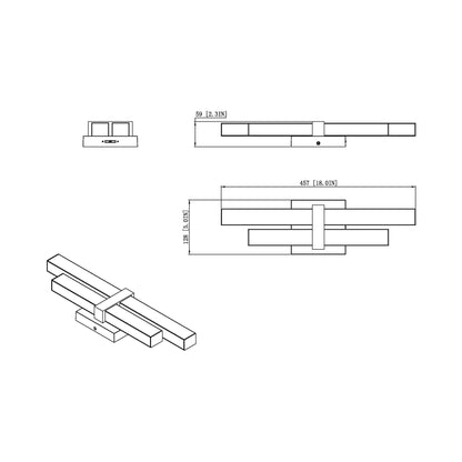 Zane LED Bath Vanity Light - line drawing.