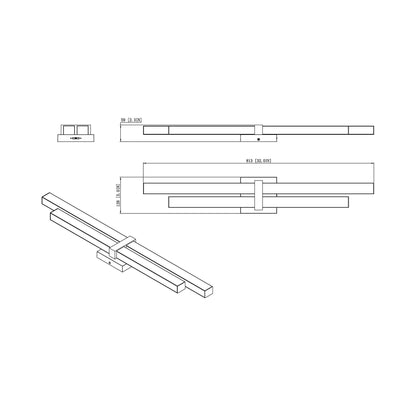 Zane LED Bath Vanity Light - line drawing.