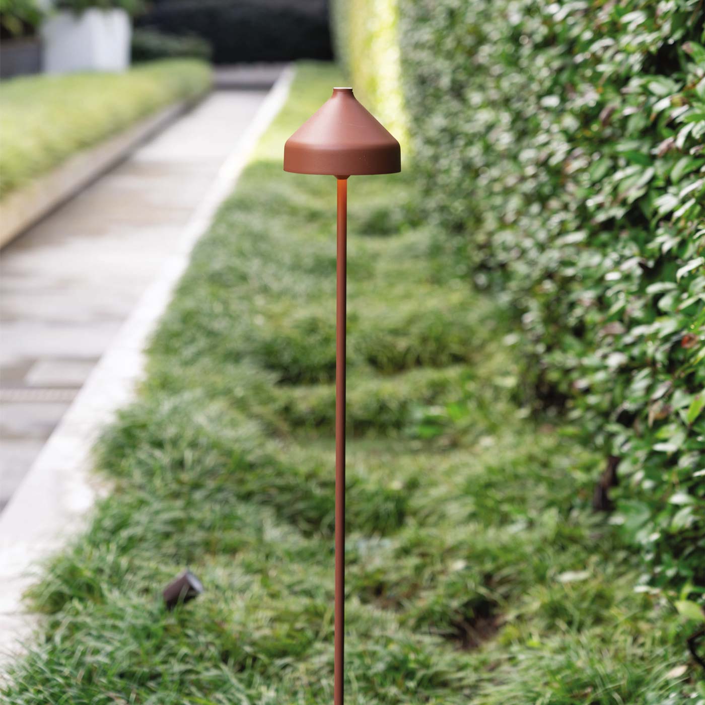 Amelie Outdoor Rechargeable LED Floor Lamp in Outdoor Area.