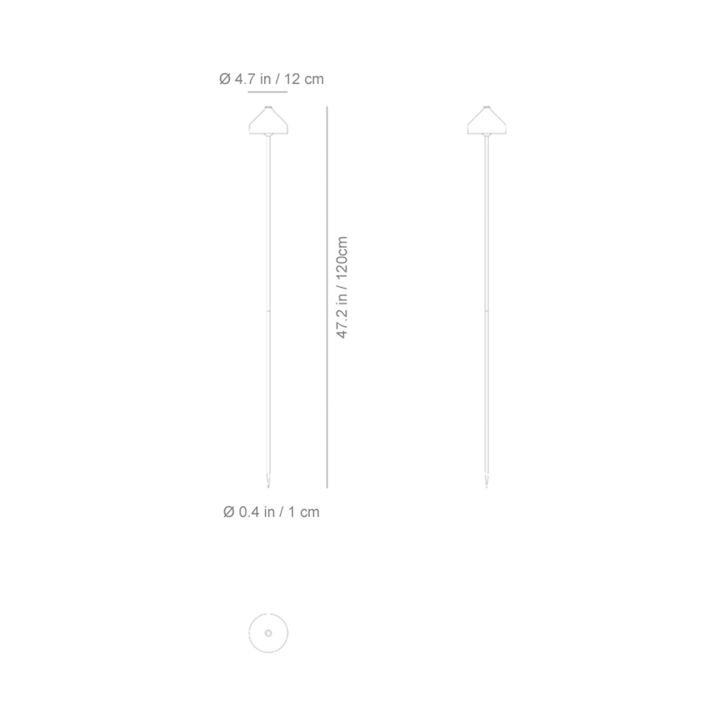 Amelie Outdoor Rechargeable LED Floor Lamp - line drawing.