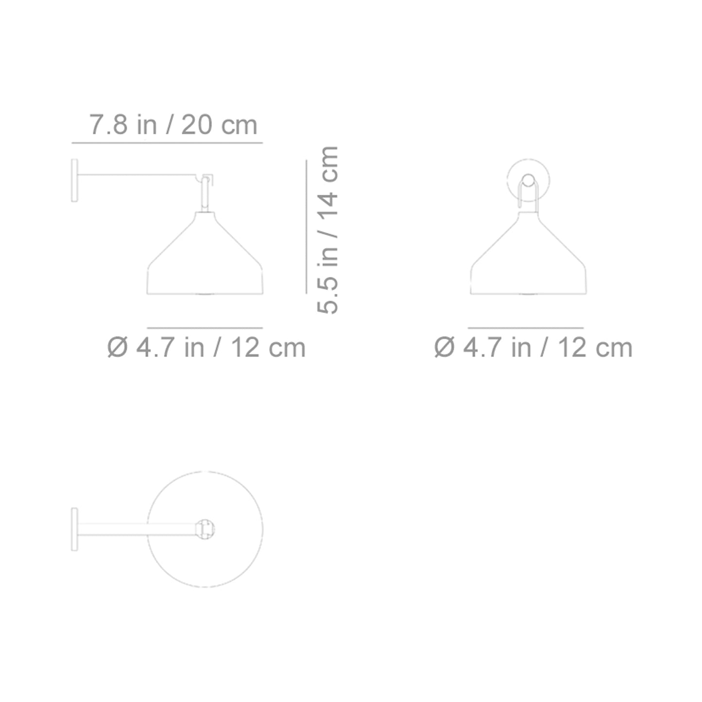 Amelie Outdoor Rechargeable LED Wall Light - line drawing.