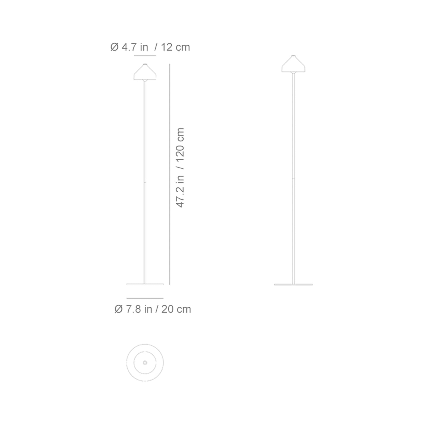 Amelie Pro Outdoor Rechargeable LED Floor Lamp - line drawing.