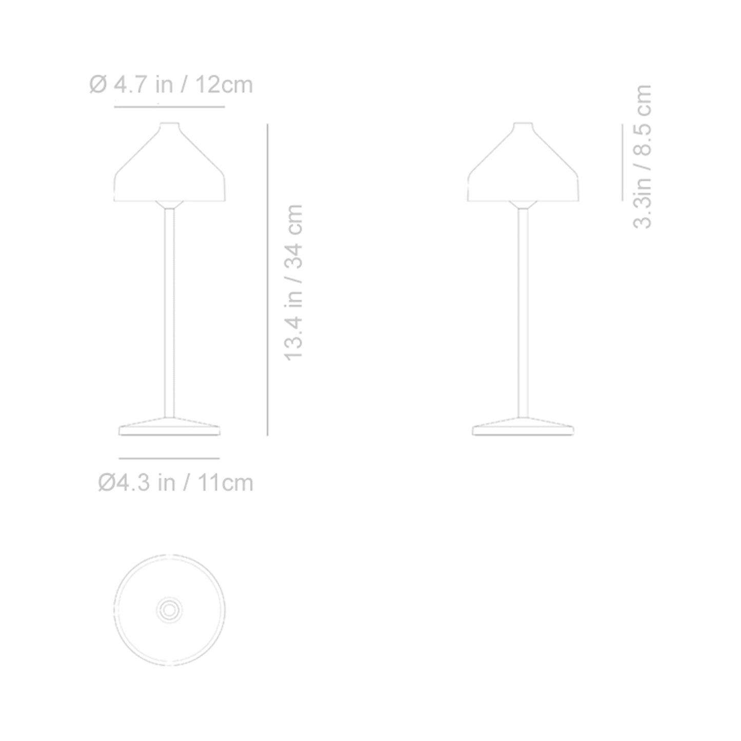 Amelie Pro Outdoor Rechargeable LED Table Lamp - line drawing.