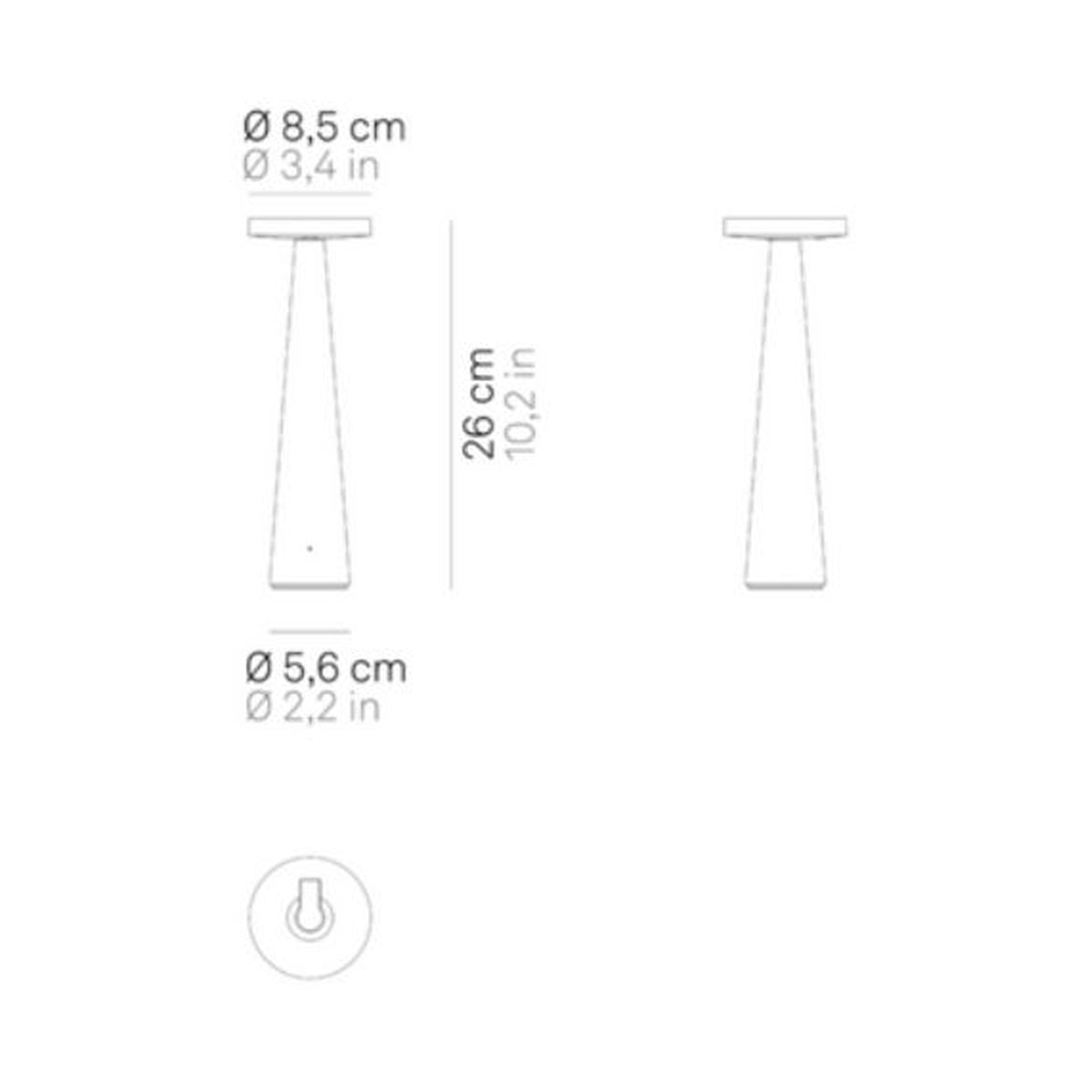 Angelina Pro Rechargeable LED Table Lamp - line drawing.