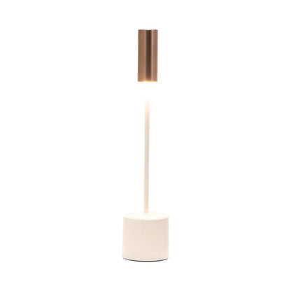 Carolina LED Rechargeable Table Lamp in Ivory/Brushed Bronze.