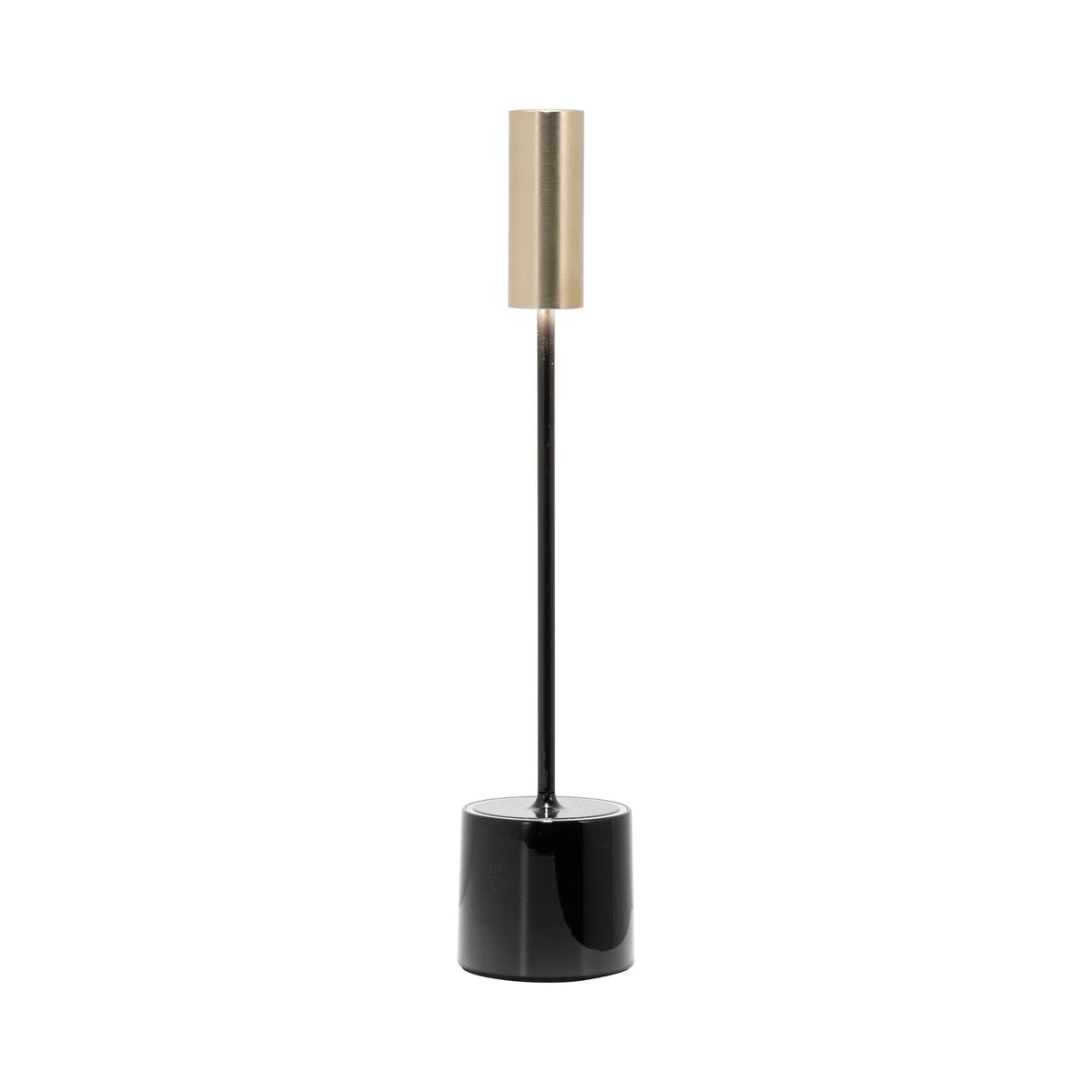 Carolina LED Rechargeable Table Lamp in Jet Black/Brushed Brass.