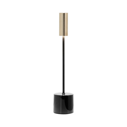 Carolina LED Rechargeable Table Lamp in Jet Black/Brushed Brass.