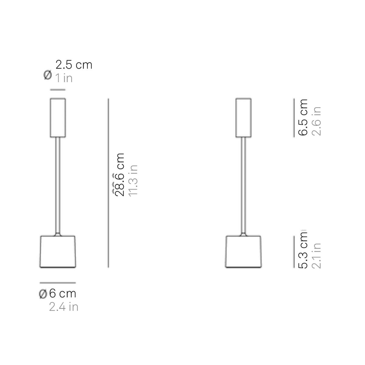 Carolina LED Rechargeable Table Lamp - line drawing.