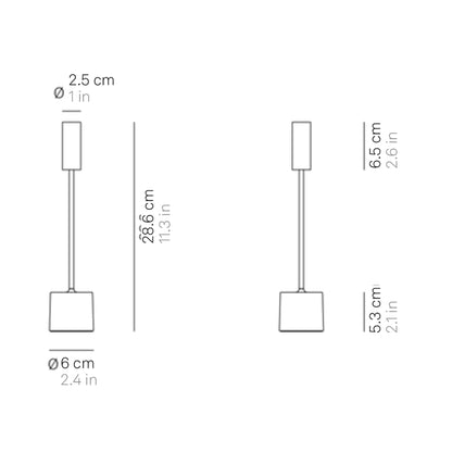 Carolina LED Rechargeable Table Lamp - line drawing.