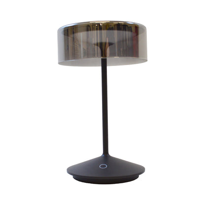 Crystal Outdoor Rechargeable LED Table Lamp in Dark Grey/Smoke.