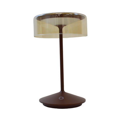 Crystal Outdoor Rechargeable LED Table Lamp in Rust/Amber.