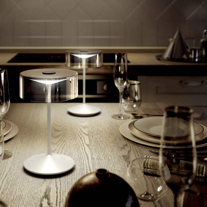 Crystal Outdoor Rechargeable LED Table Lamp in dining room.