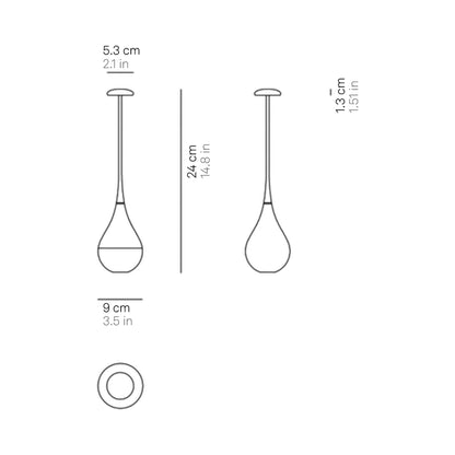 Dondolina Pro Outdoor LED Rechargeable Table Lamp - line drawing.