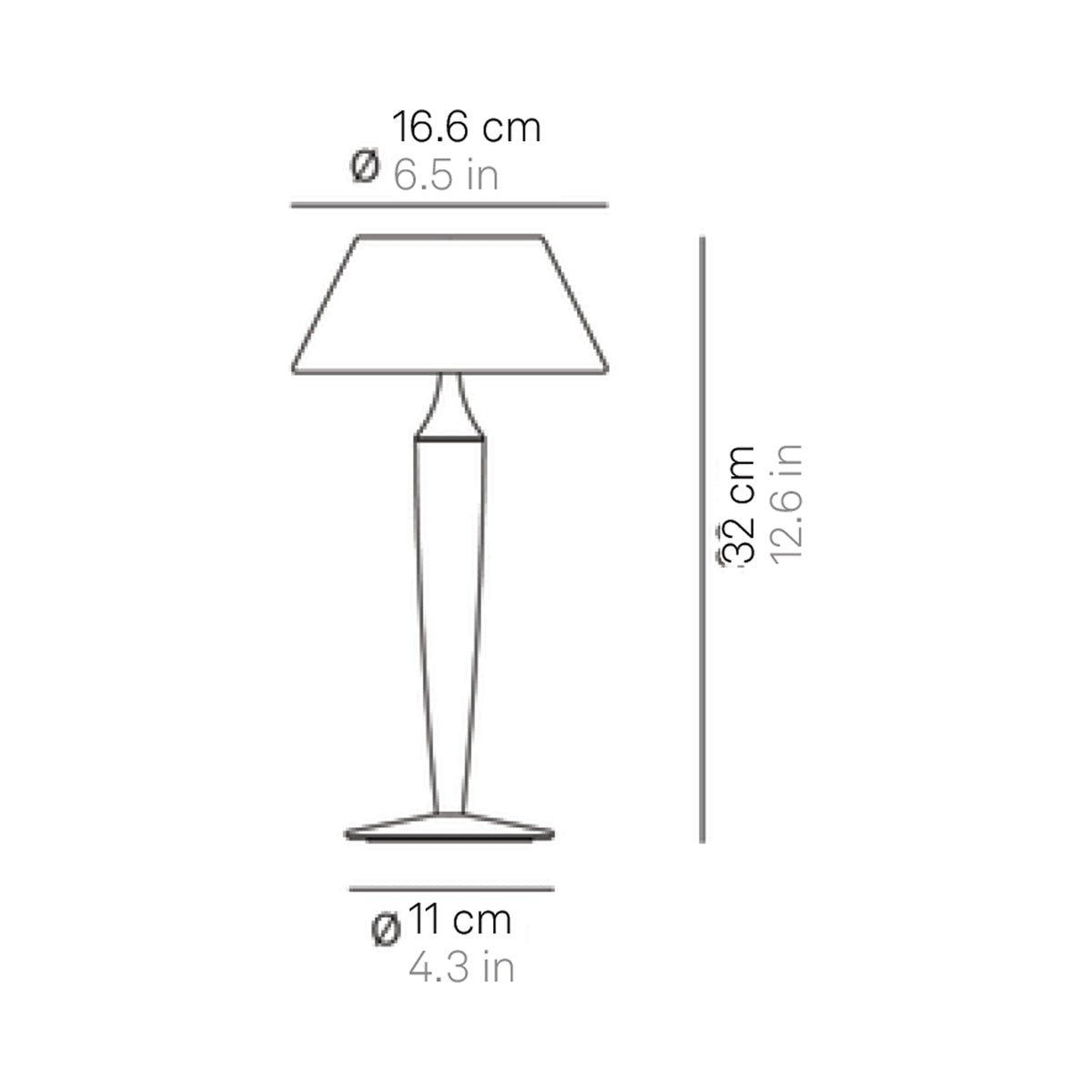 Flaminia LED Rechargeable Table Lamp - line drawing.