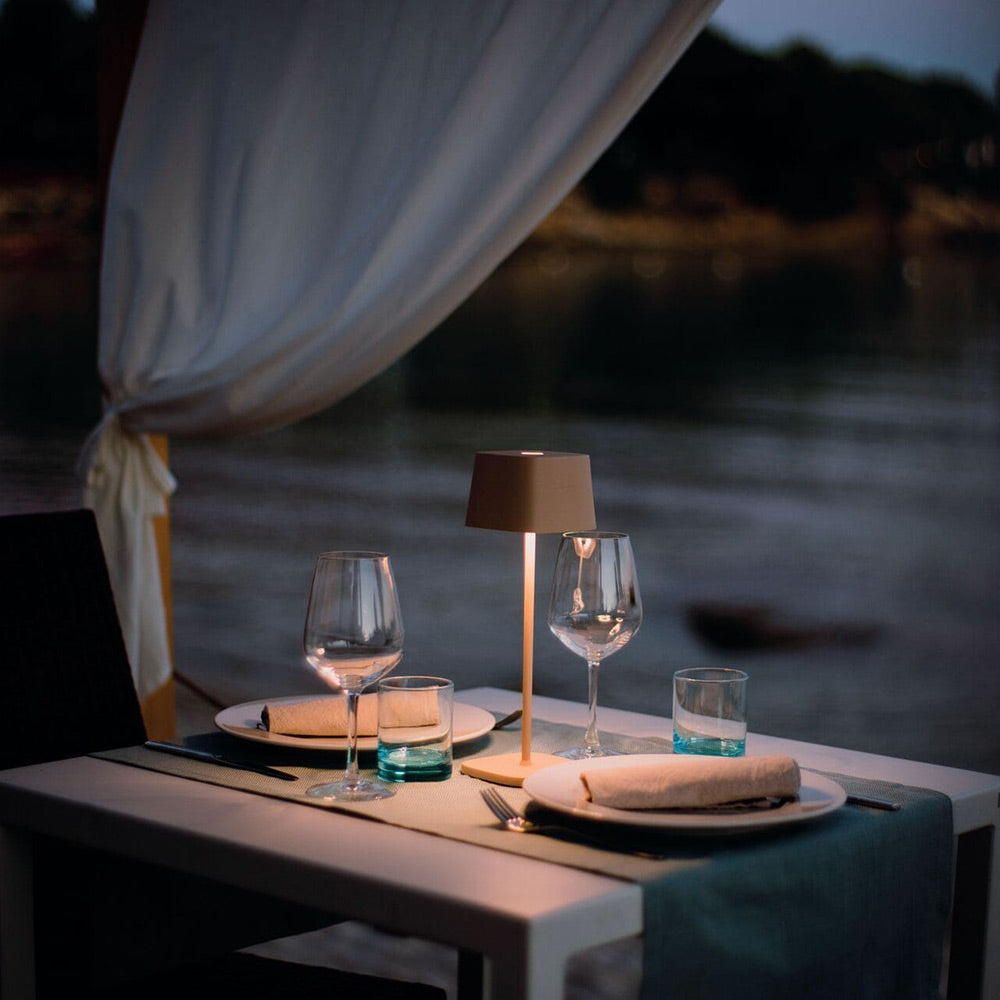 Ofelia LED Table Lamp in Outside Area.