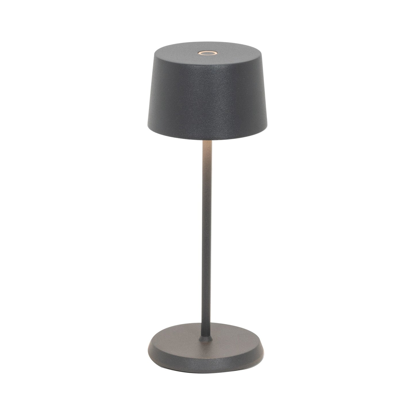 Olivia Pro Micro Outdoor Rechargeable LED Table Lamp in Dark Grey.