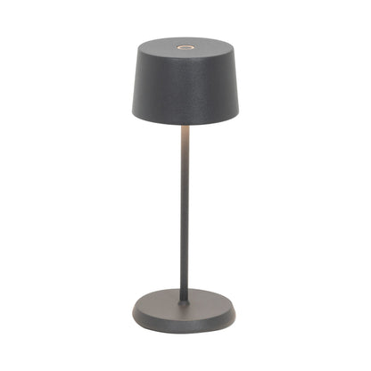 Olivia Pro Micro Outdoor Rechargeable LED Table Lamp in Dark Grey.