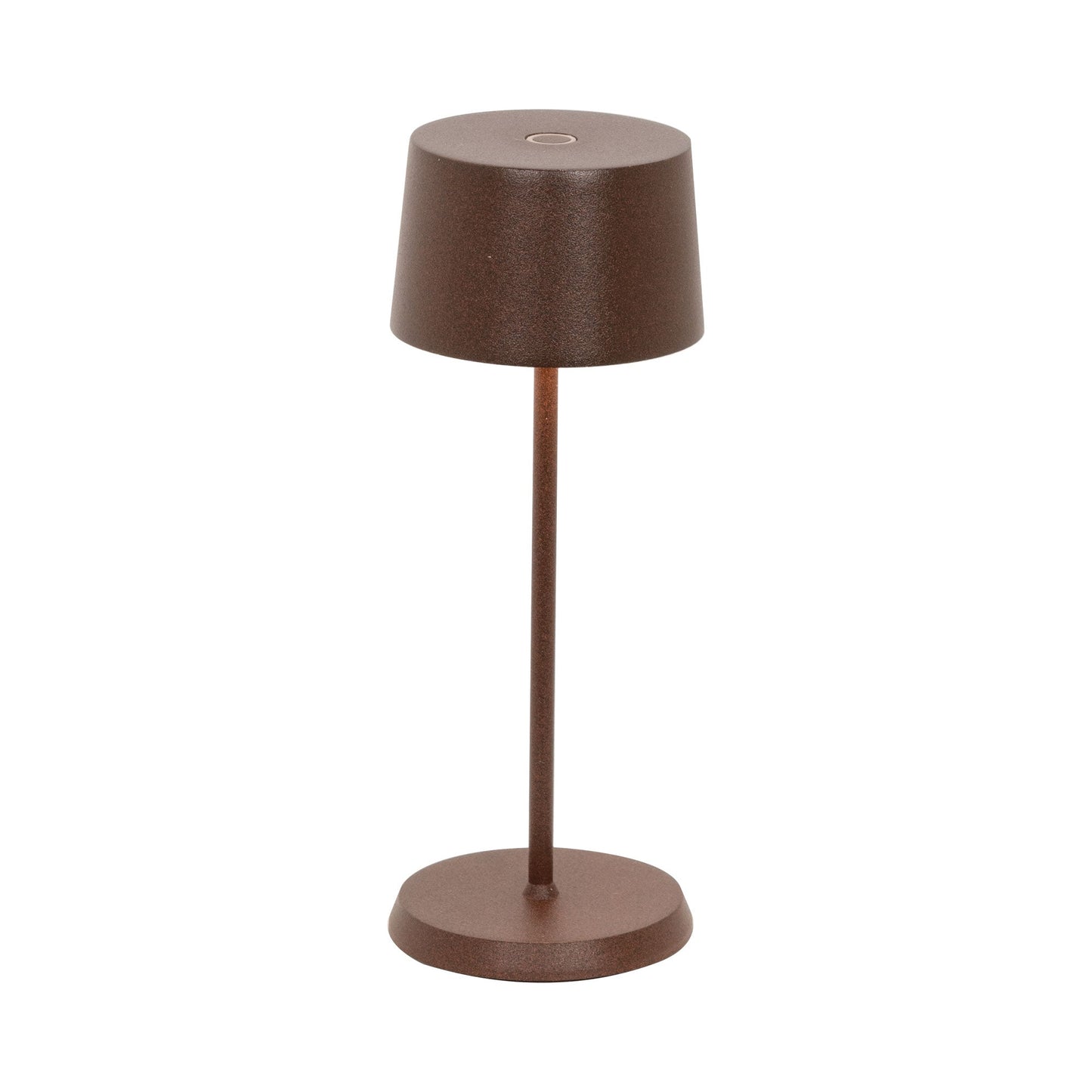 Olivia Pro Micro Outdoor Rechargeable LED Table Lamp in Rust.