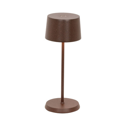 Olivia Pro Micro Outdoor Rechargeable LED Table Lamp in Rust.