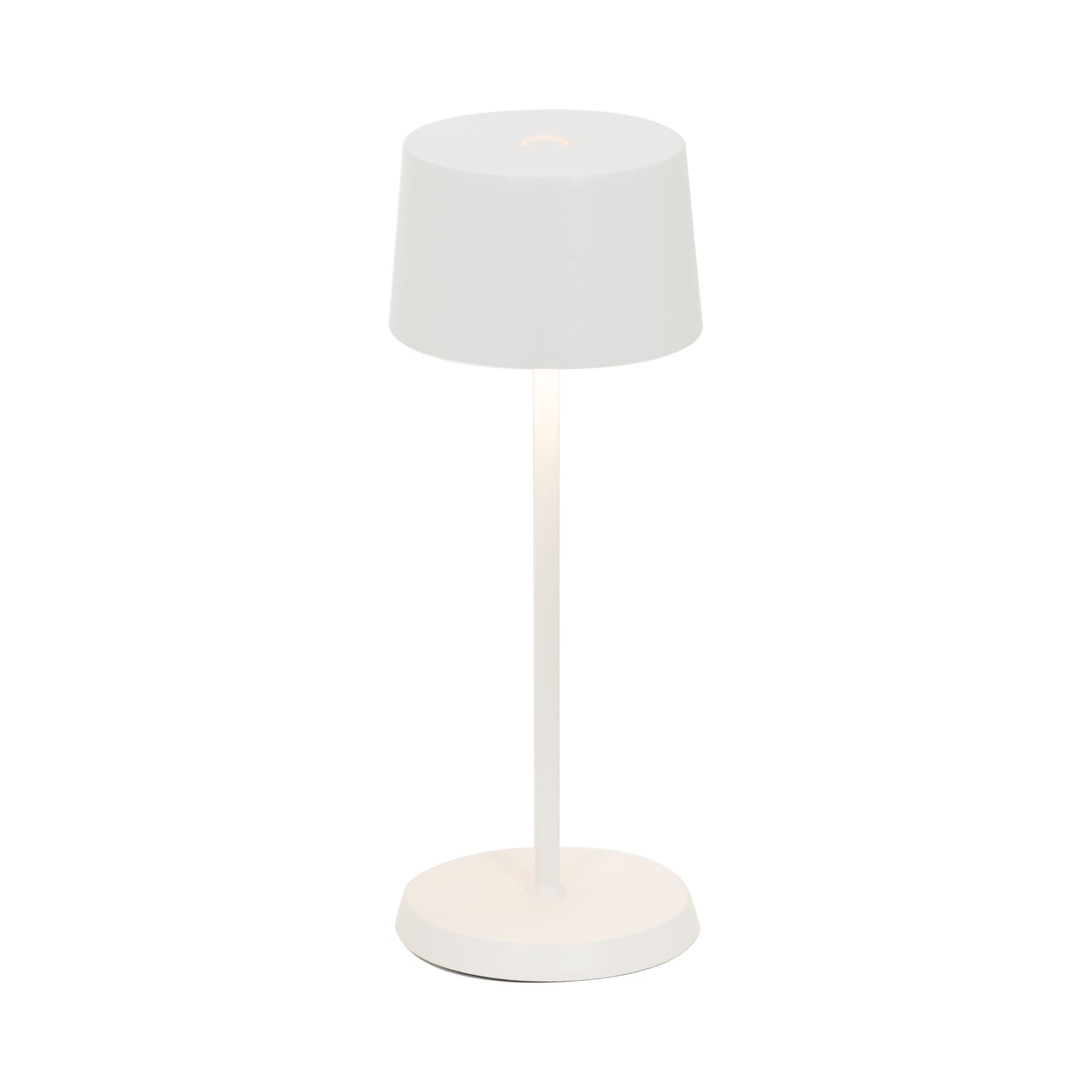 Olivia Pro Micro Outdoor Rechargeable LED Table Lamp in White.