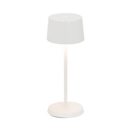 Olivia Pro Micro Outdoor Rechargeable LED Table Lamp in White.