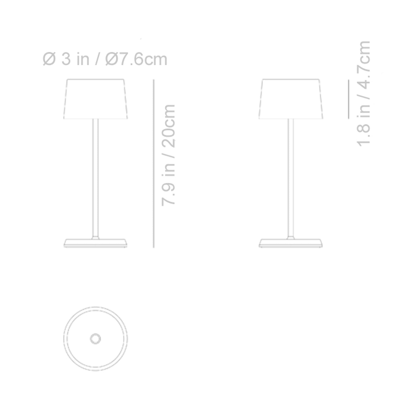 Olivia Pro Micro Outdoor Rechargeable LED Table Lamp - line drawing.