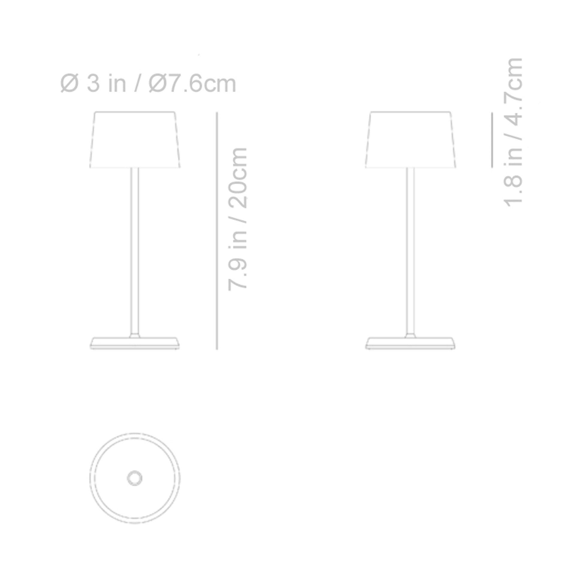 Olivia Pro Micro Outdoor Rechargeable LED Table Lamp - line drawing.