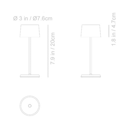 Olivia Pro Micro Outdoor Rechargeable LED Table Lamp - line drawing.