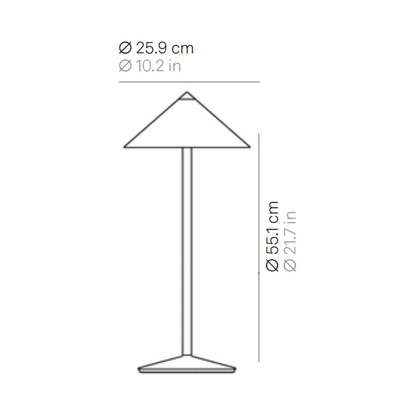 Pina L Outdoor Rechargeable LED Table Lamp - line drawing.