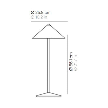 Pina L Outdoor Rechargeable LED Table Lamp - line drawing.