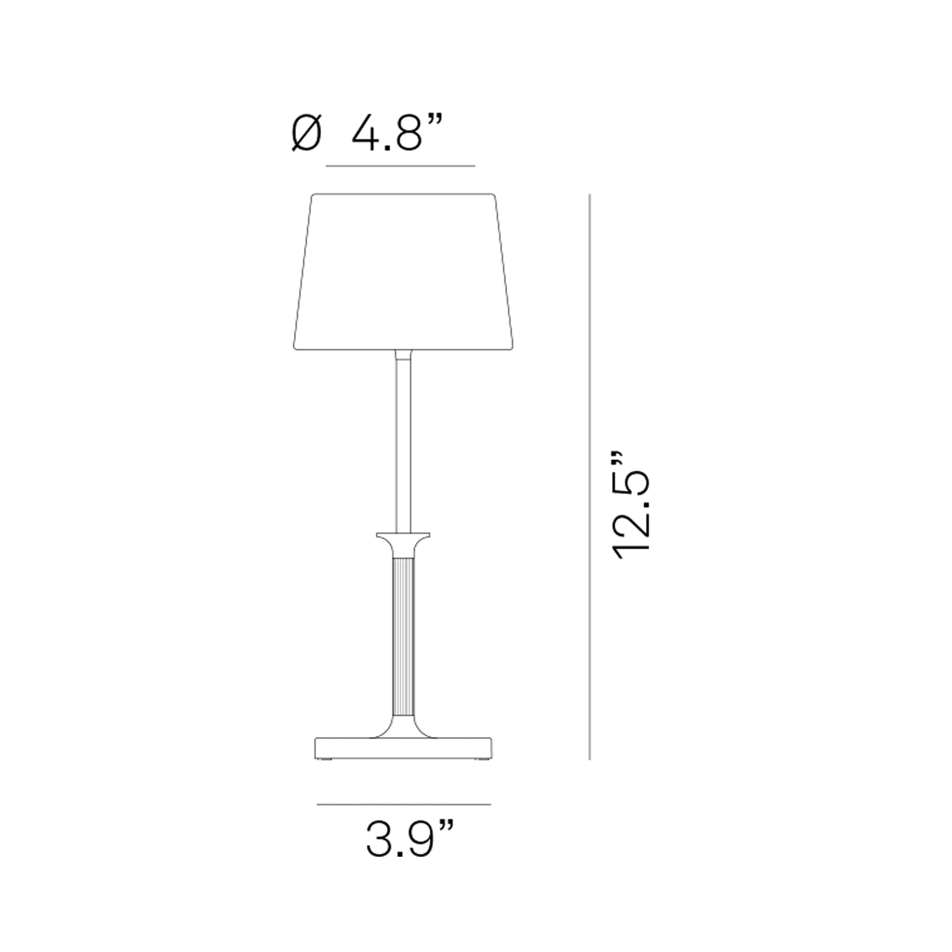 Poldina Classic LED Rechargeable Table Lamp - line drawing.