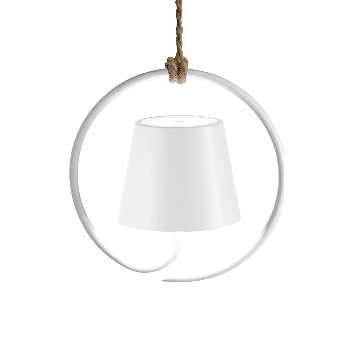 Poldina Magnetic Outdoor LED Rechargeable Pendant Light in White.