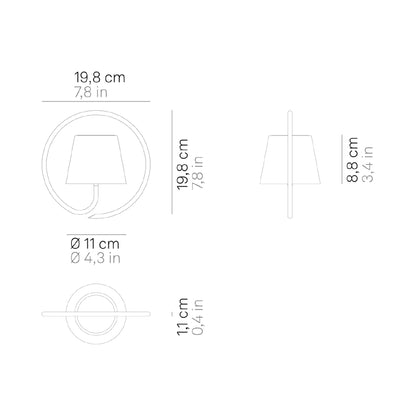 Poldina Magnetic Outdoor LED Rechargeable Pendant Light - line drawing.