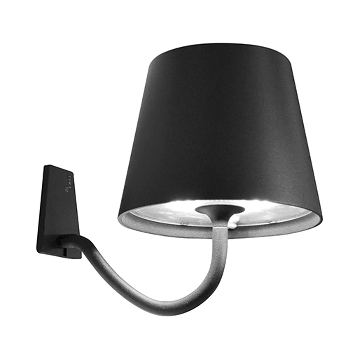Poldina Magnetic Outdoor LED Rechargeable Wall Light with Mounting Bracket in Dark Grey.