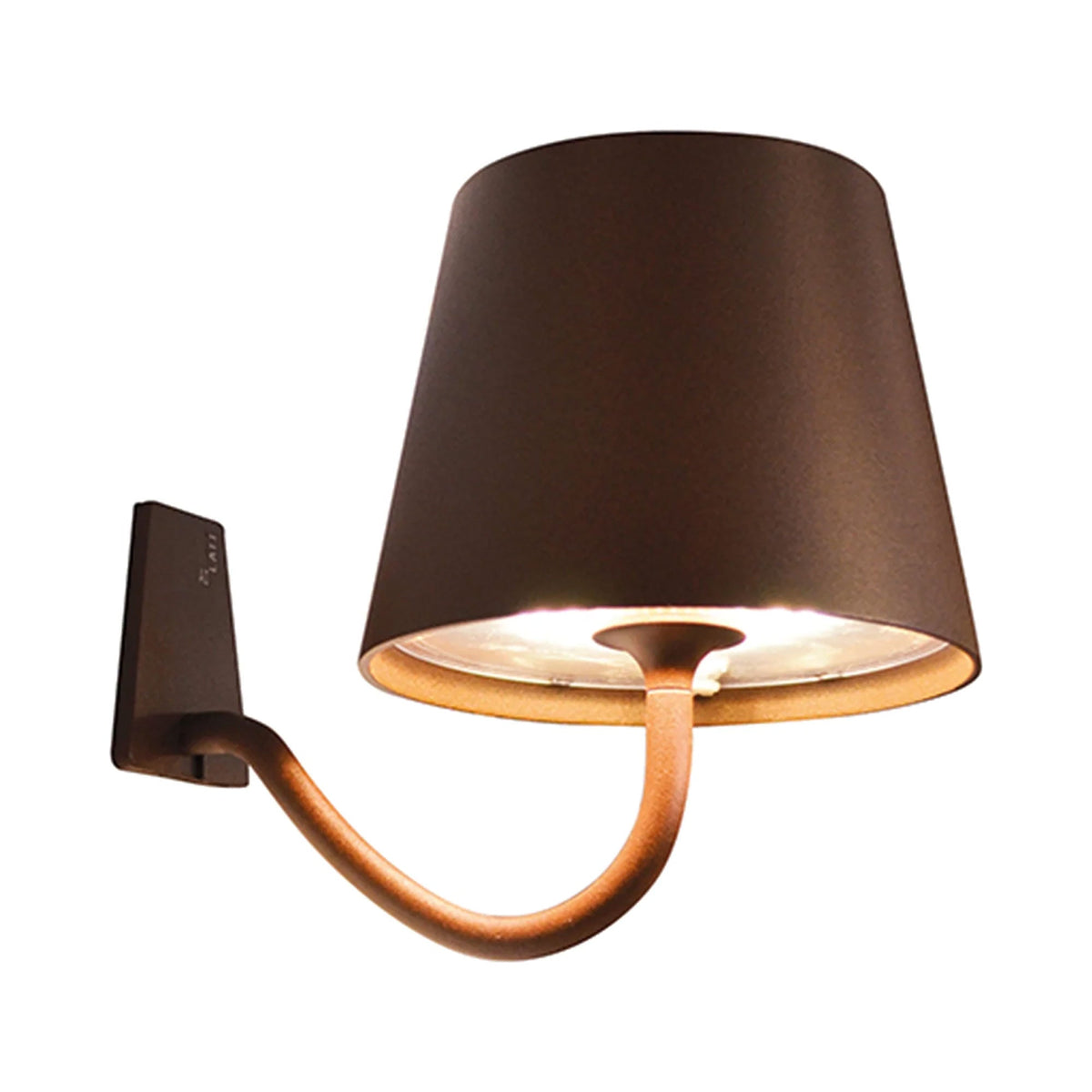 Poldina Magnetic Outdoor LED Rechargeable Wall Light with Mounting Bracket in Rust.
