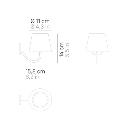 Poldina Magnetic Outdoor LED Rechargeable Wall Light with Mounting Bracket - line drawing.