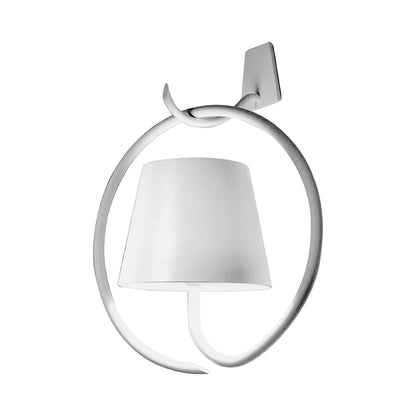 Poldina Magnetic Outdoor LED Rechargeable Wall Light with Mounting Hook and Ring in White.