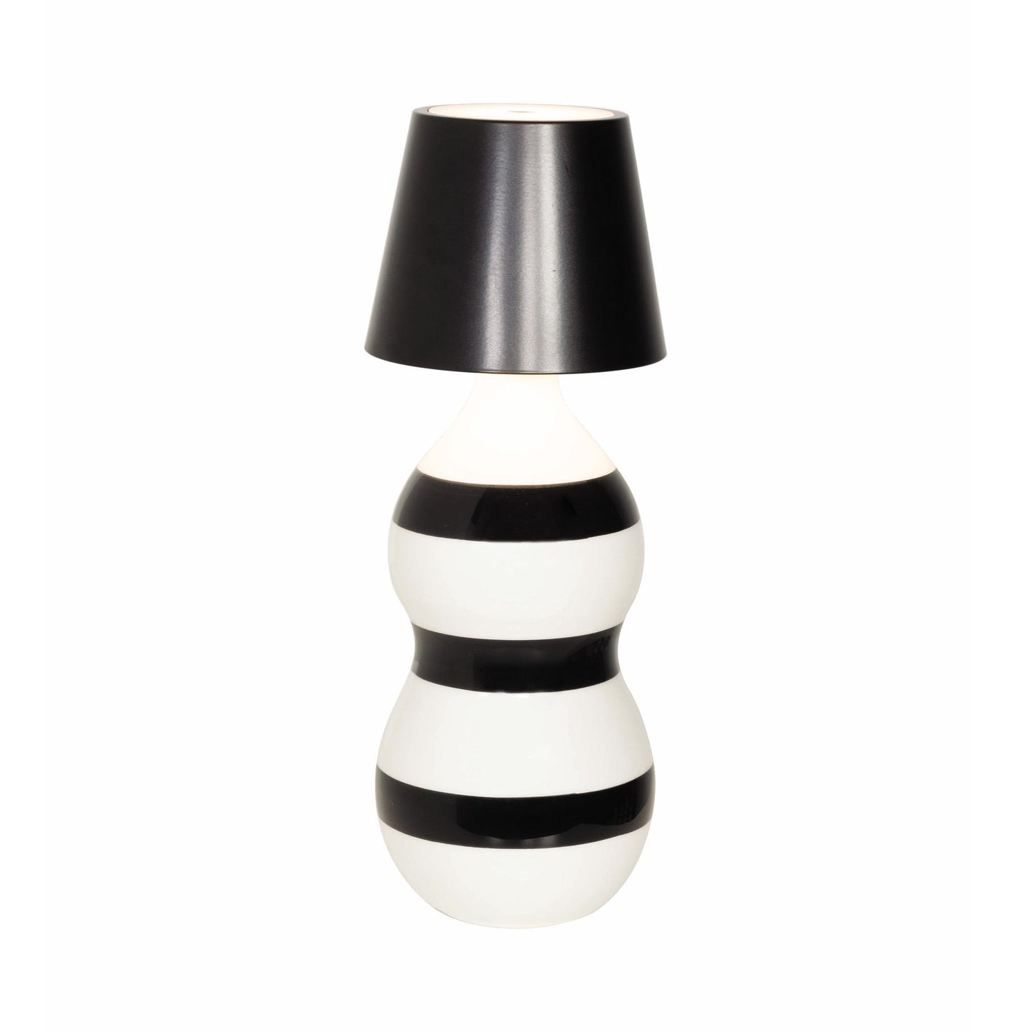 Poldina Pro Lido Bottle Outdoor Rechargeable LED Table Lamp in Black/Black Bands.