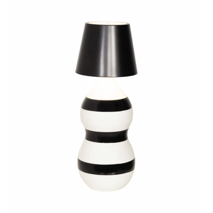 Poldina Pro Lido Bottle Outdoor Rechargeable LED Table Lamp in Black/Black Bands.