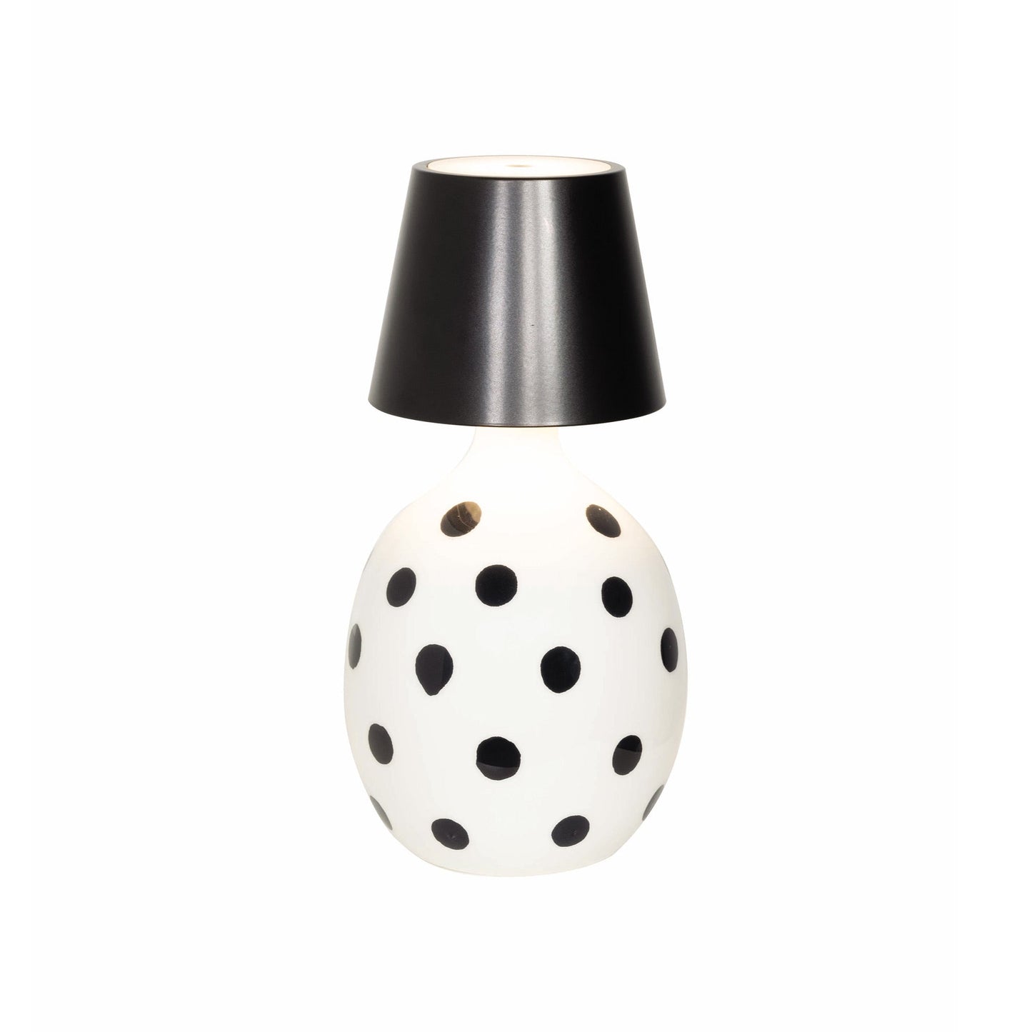 Poldina Pro Lido Bottle Outdoor Rechargeable LED Table Lamp in Black/Black Dots.